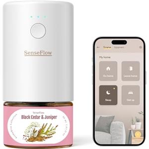 SenseFlow Diffusore di Oli Essenziali Wi-Fi SF101S PRO - Ultrasuoni Senza Acqua Profumatore per Ambienti, 100% Vegetale, Aroma 120 Giorni, LED, Ideale per Casa, Hotel e Studio -Cedro Nero e Ginepro
