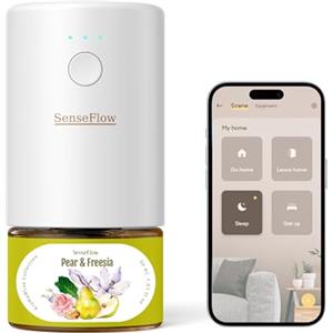 SenseFlow Diffusore di Oli Essenziali Wi-Fi SF101S PRO - Ultrasuoni Senza Acqua Profumatore per Ambienti, 100% Vegetale, Aroma 120 Giorni, LED, Ideale per Casa, Hotel e Studio -Pera e Fresia