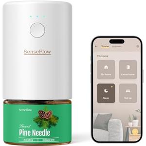 SenseFlow Diffusore di Oli Essenziali Wi-Fi SF101S - Ultrasuoni Senza Acqua Profumatore per Ambienti, 100% Vegetale, Aroma 120 Giorni, Luce LED, Ideale per Casa, Hotel e Studio - Aghi di Pino