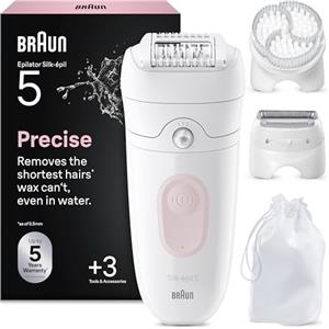 Braun Silk Epil 5 Epilatore Elettrico Donna, Rasoio Elettrico Donna, Wet&Dry, Rimozione Facile Peli, Pelle Liscia, Include Testina Rasoio, Pettine Regolatore e Spazzola Esfoliante,5-060,Rosa Flamingo