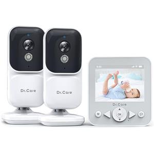 Dr.Care Dr. Care NeoView Baby Monitor con 2 Telecamere, Schermo da 2,8", Video e Audio Bidirezionale, Visione Notturna, Registrazione in Loop, Modalità VOX, Sensore di Temperatura, Clip da Cintura