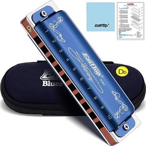 East Top 10 fori 20 toni 008K Armonica diatonica Key of Db con custodia blu, armonica standard per adulti, musicisti professionisti e studenti