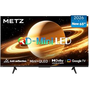 Metz MNH7000Z 65 Pollici QD-MiniLED Smart TV con Google TV - Matte Anti-Reflection, Full Array Local Dimming, Dolby Vision & Dolby Atmos, HDR10+, MEMC, UHD, DVB-T2, HEVC Main10 (2026 Nuovo Modello)