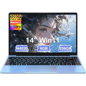 bvate PC Portatile 14 Pollici Notebook Win 11 Computer 256GB 1080P 2.4G+5G Supporta La Scheda SSD La Scheda TF Estesa, Wireless Bluetooth Mouse Wifi, Italiana Tastiera -Blu
