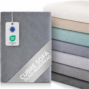 textil-home Textilhome Copridivano e Copriletto Multiuso - Telo Arredo Plaid Foulard Modello Dante, 130x180 cm, Copertura per Divano. Colore Blu, Certificato OEKO-TEX