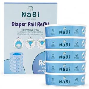 NABI LITTLE STEPS Ricarica Compatibile con Mangiapannolini Maialino Foppapedretti, Angelcare e Litter Locker II, Confezione da 5 Ricariche Profumate e Convenienti. Incompatibile con Dress Up e XL.