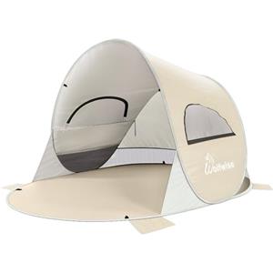 Wolfwise Tenda Pop up Istantaneo per 3-4 Persone, Spiaggia UPF 50+, Tenda Automatica Portabile Riparo Dal Sole per Famiglia, Pesca, Trekking, Picnic, Beige