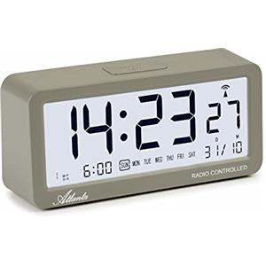 Atlanta Sveglia digitale LCD Snooze Luce Silenziosa senza ticchettio, 3 Sveglie, Allarmi Grigio - 1879-4