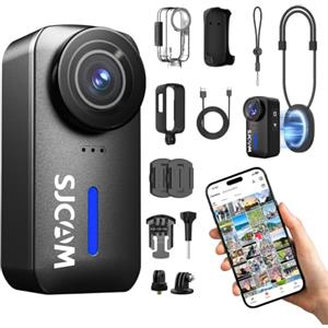 SJCAM C110Plus Magnetic Combo(Senza memoria), Mini body cam, 4K Pocket Action Cam, FOV 170°, POV portatile, Stabilizzazione a 6 assi, Impermeabile, Indossabile, Microfono integrato per vlogging, Nero