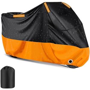 AOOSA Telo Moto, 210D Oxford Telo Coprimoto Esterna Impermeabile con Foro per Lucchetto e Borsa Portaoggetti, per Moto Motorino Motocicletta Scooter, 295x110x140CM