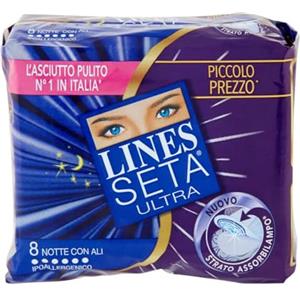 Lines ASSORBENTI LINES SETA ULTRA NOTTE CON ALI 6 CONFEZIONI DA 8 (6)