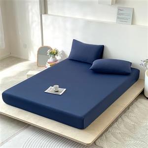 Treer Lenzuolo con Angoli Rinfrescante, Lenzuolo di Raffreddamento Aderente con Elastico 360° per Singolo Matrimoniale Una Piazza e Mezza Materassi Altezza da 30cm (XH23 Blu navy,90x200CM)
