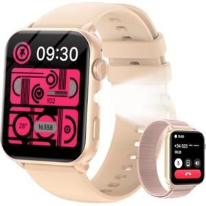 Yxtel Smartwatch Uomo Donna, Orologio Smartwatch Impermeabile IP68, Smart Watch con LED Torcia, Effettua/Risposta Chiamate, DIY Quadranti, 2 Cinturini, Contapassi e Monitor Sonno