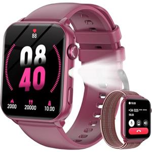 Yxtel Smartwatch Uomo Donna, Orologio Smartwatch Intelligente con LED Torcia, Effettua/Risposta Chiamate, DIY Quadranti, 2 Cinturini, Contapassi, Monitor Sonno, Smart Watch Impermeabile IP68