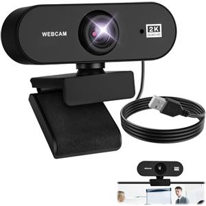 Unicavu Webcam 2K 30FPS Full HD 1080P, Webcam PC con Microfono | 360° regolabile Plug and Play per Windows, MacOS, Linux, webcam PC per computer, videoconferenze, gaming, conferenze