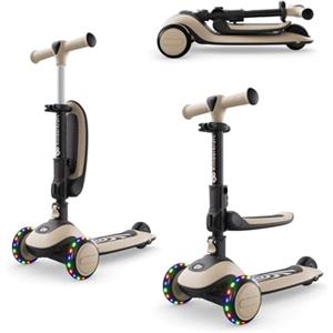kk Kinderkraft Kinderkraft HALLEY 2 Monopattino 2 in 1, Sedia Regolabile (25-33 cm), Manubrio 4 Altezze, Sterzo a Bilanciamento, Ruote LED, Pieghevole, Dai 18 Mesi, Bianco