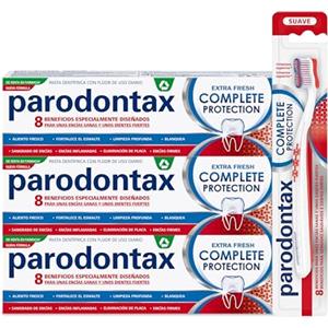 Parodontax - Complete Protection, Set di 3 dentifrici con 1 spazzolino da denti morbido, per il sanguinamento delle gengive, Extra Fresh