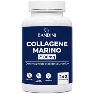 Bandini® Collagene Marino 240 Compresse, Idrolizzato con Acido Ialuronico