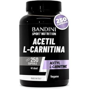 Bandini® Acetyl L-Carnitine 250 capsule 3000 mg per dose giornaliera | Acetil L-CARNITINA ad alto dosaggio per Sportivi e Attività Fisica intensa | Sport e Allenamento | L Carnitina 100% Vegan, No OGM