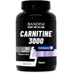 Bandini® L CARNITINA 3000, 180 capsule vegane con Carnipure® ad Alto Dosaggio, Integratore Sportivo con Tartrato di L-Carnitina, Pure Carnitine ad Alto Assorbimento e Biodisponibilità, Senza Additivi