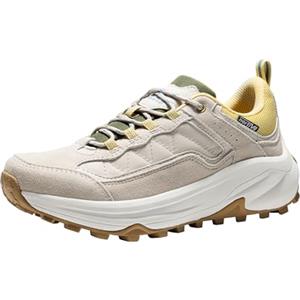 NORTIV 8 Scarpe Trekking Donna Pelle Impermeabili,Marrone/Bianco,40.5