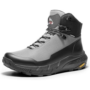 NORTIV 8 HydroTrek - Scarponi da trekking impermeabili da uomo, leggeri, traspiranti, da campeggio, alpinismo, Grigio/Nero, 41.5 EU