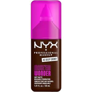 NYX Professional Makeup Fondotinta Soft Matte, Coprenza Modulabile, Tenuta Fino a 24H, Formula Arricchita con Acido Ialuronico, Guaranà e Vitamina C, Make Em Wonder Foundation, Deep Ebony, 30 ml