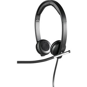 Logitech H650e Cuffie Cablate, Stereo Con Microfono a Cancellazione di Rumore, USB, ‎Controlli in Linea, Indicatore LED, Compatibili con PC/Mac/Laptop, Nero