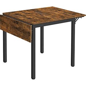 VASAGLE Tavolo da Pranzo Estensibile, Tavolo Pieghevole per 2-4 Persone, Tavolo da Cucina per Piccoli Spazi, Marrone Vintage e Nero Inchiostro KDT077B01