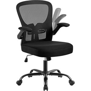 Yaheetech Sedia Ufficio Scrivania Ergonomica con Supporto Lombare Nera | Rete Traspirante Supporto Lombare Braccioli Regolabil Ruote Girevoli Funzione Dondolo Portata 136 KG per Ufficio Camera