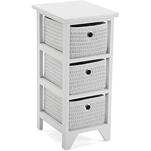 VERSA Ohai Mobile Bagno, Mobiletto Bagno Salvaspazio, Mobiletti, Cassettiera con 3 cassetti portaoggetti, Misure (A x L x l) 56 x 30 x 25 cm, Legno, Colore Bianco