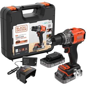 BLACK+DECKER Trapano avvitatore a batteria 18V, con 2 batterie da 2.0Ah, BCD382D2XK-QW