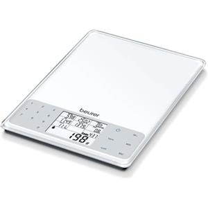Beurer DS 61 Bilancia Nutrizionale Digitale con Analisi Valori energetici di 950 alimenti, Calcolo Calorie, kcal/kJ, Carboidrati, Proteine, Grassi, 50 spazi di memoria, max 5 kg, graduazione 1 g