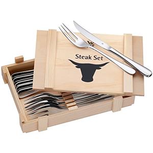 WMF Ranch set Posate 6 Persone in Acciaio Inox 18/10 Cromargan, 12 Pezzi, Servizio Posate con 6 Forchette, 6 Coltelli da Carne