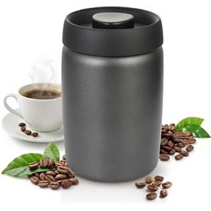 OTraki Barattolo Sottovuoto Per Caffè 1.2l, Barattolo Per Caffè Ermetico In Acciaio Inox Contenitore Caffe Ermetico Con Coperchio Sottovuoto, Contenitore Sottovuoto Per Caffè, Tè O Alimenti (Nero)