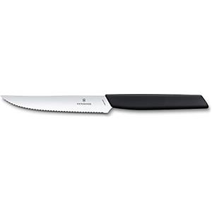 Victorinox Swiss Modern, Set di Coltelli Professionali da Bistecca, Lama Affilata, 12 cm, Acciaio Inox, Nero, 2 Pezzi