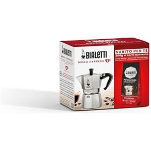 Bialetti Caffettiera Moka Express 6 Tazze, più Una Confezione da 250g di Perfetto Moka Classico Bialetti, Non Adatta a induzione, 6 Tazze (250 ml), Alluminio, 0003545
