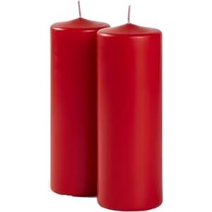 Cereria Di Giorgio - 2 Candele Cero - Diametro 7 cm Altezza 20 cm - Colore Rosso - Durata 110 ore - Non profumate
