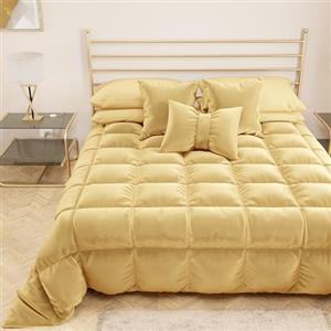 PETTI Artigiani Italiani - Trapunta in Morbido e Caldo Velluto 350 g/m², Piumone Matrimoniale, Double Face, Trapunta Matrimoniale: 260x270 cm, Oro, 100% Made in Italy