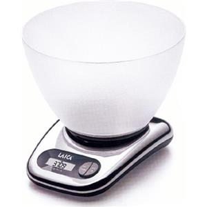 Laica BX9240 Bilancia da Cucina Elettronica, Base Cromo, Ciotola Vitrex, 5 kg, elettrica, alluminio