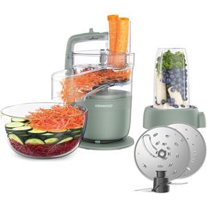 Kenwood MultiPro Compact - Robot da Cucina Multifuzione con Express Serve, Lama in Acciaio Inox, Dischi Affetta e Grattugia, Personal Blender 600 ml, Funzione Pulse, Verde Eucalipto (FDP23.380GR)