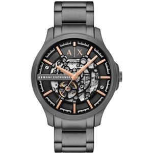 Armani Exchange Orologio Analogico Automatico Uomo con Cinturino in Acciaio Inossidabile AX2458, Carbone