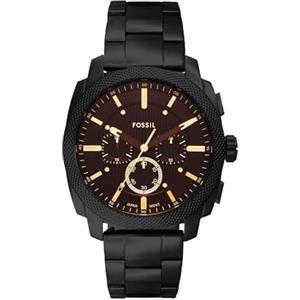 Fossil Orologio New Machine da uomo, movimento cronografo al quarzo da 44 mm con cinturino in acciaio inossidabile o in pelle