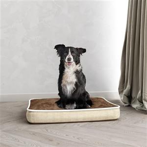 Italian Bed Linen Cuscinone 4 stagioni per cani e gatti, cuscino sfoderabile con zip e lavabile - Letto imbottito, cuccia in pile per l'inverno e tessuto waterproof per l'estate - 78x58 cm TORTORA