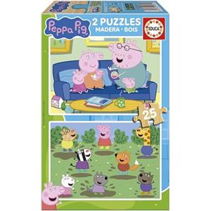Educa - Puzzle Legno Peppa Pig | 2x25 pezzi Puzzle Legno | Peppa Pig, Legno Bambini | dai 3 anni (20324)