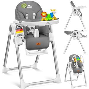 KIDIZ® 3 in 1 Seggiolone Seggiolone per bambini con barra dei giochi, Lettino per bambini, Seggiolone combinato Seggiolone per bambini, Schienale regolabile in 7 diverse altezze, grigio scuro