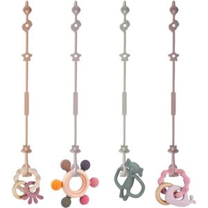 Vicloon Catenelle Per Ciuccio, 4PCS Catena Ciuccio per 18+ Mesi, Cordino Ciuccio In Silicone Senza BPA, Catenelle Porta Succhietto Per Sedie Di Sicurezza Passeggino Seggiolone, Rosa Viola