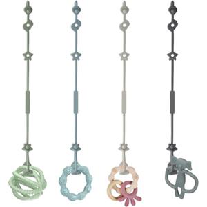Vicloon Catenelle Per Ciuccio, 4PCS Catena Ciuccio per 18+ Mesi, Cordino Ciuccio In Silicone Senza BPA, Catenelle Porta Succhietto Per Sedie Di Sicurezza Passeggino Seggiolone, Azzurro Giallo