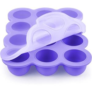 Aolso Contenitore per Alimenti, Contenitore in Silicone per Alimenti, Contenitore per Congelatore a 12 Scomparti per Alimenti con Coperchio, perfetto per Alimenti, Viola