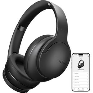 DOQAUS Cuffie Bluetooth Over Ear, Cuffie Wireless con 90 Ore di Autonomia, 9 Modalità EQ e Controllo APP, Audio HiFi con Bassi Profondi, Microfono Integrato, Pieghevoli, Modalità Cablata, Nero